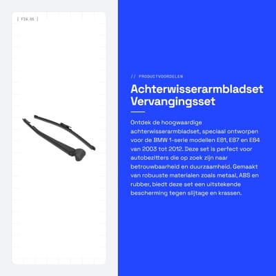 Dailygoods- Achterwisserarmbladset - Achterwisserarmbladvervanging - Hoogwaardig Metaal/ABS/Rubber - Krasbestendig/Slijtvast - Hoge Hardheid/Verf - Voor 1-serie E81/E87/E84 2003-2012 - Wisserbladen