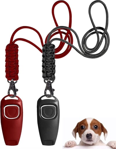 Hondenfluitje voor terugroeping training-Hoge Frequentie, 2-In-1 Ontwerp, Terugroephonden, Kan Door Menselijke Oren Worden Gehoord (rood+zwart)