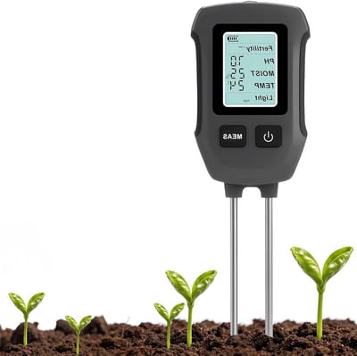 5-in-1 Bodemtester, Digitale Bodemvochtigheidsmeter Met Ph-, Vochtigheids-, Temperatuur-, Vruchtbaarheids- En Lichtintensiteitsfuncties, Dubbele Sondes, Voor Tuinen En Boerderijen