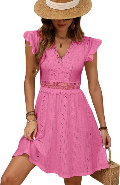 Livano Zomerjurk Dames - Zomerjurken - Volwassen - Jurk - Ibiza Stijl - Sundress - Roze - Maat S