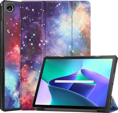 Hoesje Geschikt voor Lenovo Tab M10 Plus (3e / 3rd Generatie) - Dun & Stevig - Trifold Bookcase - Hard Cover - Hardcover Book Case - Tablet Hoes - Galaxy