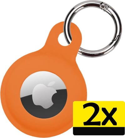 Hoesje Geschikt voor Apple AirTag Hoesje Sleutelhanger Houder - Siliconen Hoesje Geschikt voor Apple AirTag Hoesje - Oranje - 2 Stuks