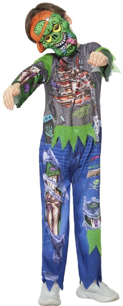 Smiffys - Zombie Gamer Kinder Kostuum - Kids tm 12 jaar - Multicolours