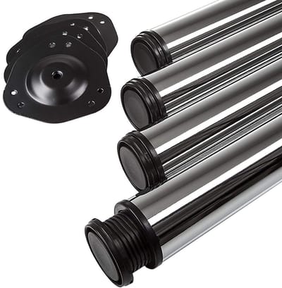 SOTECH 4 stuks Tafelpoten hoogte 820 mm Ø 76 / 80 mm geborsteld staal belastbaar tot 300 kg (75 kg per stuk) met 32 mm hoogteverstelling