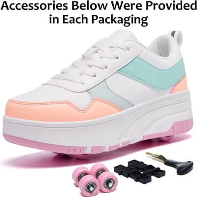 Rolschaatsen voor kinderen, meisjes, jongens, afneembare modieuze sneakers met wielen