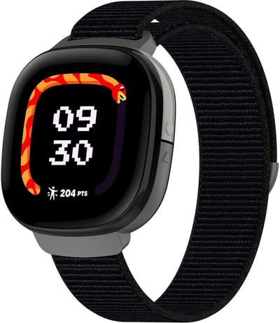 By Qubix - Compatible Fitbit bandje - Geschikt voor fitbit Ace LTE - Nylon loop band met klittenbandsluiting - Zwart