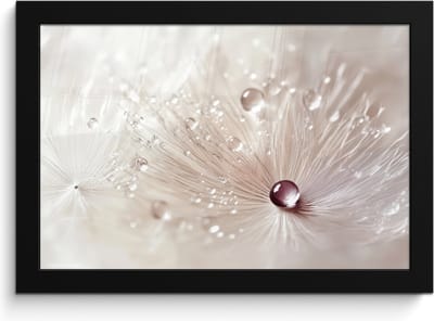 Poster in lijst - Fotolijst 30x20 cm - Posters - Bloem - Abstract - Wit - Water - Natuur - Posterlijst zwart - Decoratie - Wanddecoratie woonkamer - Muurdecoratie slaapkamer