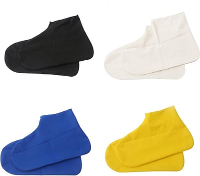 Waterdichte en antislip schoenhoezen, herbruikbare regenoverschoenen voor unisex, 4 paar in verschillende kleuren