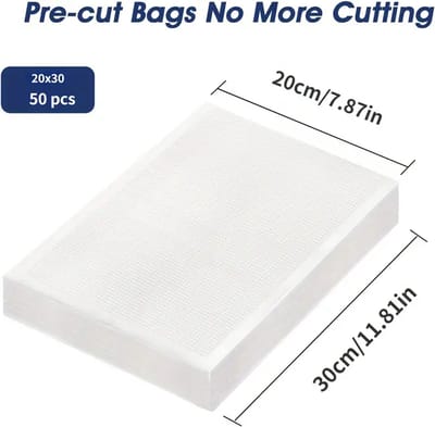 50 Stuks Getextureerde Vacuüm Voedselverpakkingszak, Commerciële Evacuatie Opslag Compressie Plastic Afdichtingszak, Mesh Verse Zak, Huishoudelijke Luchtdichte Productenzak, Keukenbenodigdheden 20*30 cm