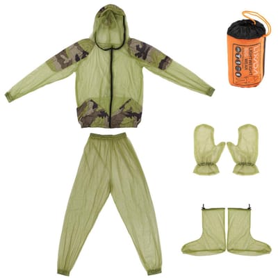 Lixada Outdoor Muggenmelkpak Bugjack Mesh Pakken met capuchon Ademend Vissen Jagen Campingjas Broek Handschoenenpak S-M beige