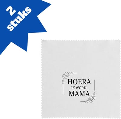 Akyol - hoera ik word mama brillendoekjes - Moeder - iemand die mama wordt - babyshower - moeder cadeautjes - geschenk - kado - 17,8 bij 17,8 cm - 2 stuks