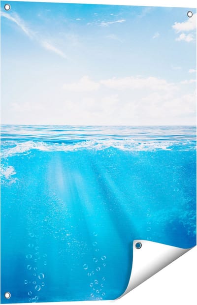 Gards Tuinposter Helder Blauwe Zee onder Water - 60x80 cm - Tuindoek - Tuindecoratie - Wanddecoratie buiten - Tuinschilderij