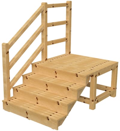 MILANO buitentrap 4 gesloten treden H71 cm - bordes L116 x B120 cm - trapleuning links - bordesleuning links