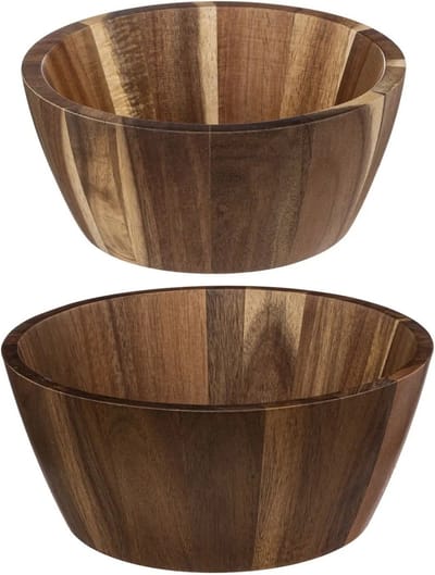 Secret de Gourmet voedsel serveerschalen - set van 3x - Acaciahout - D28/D16 cm
