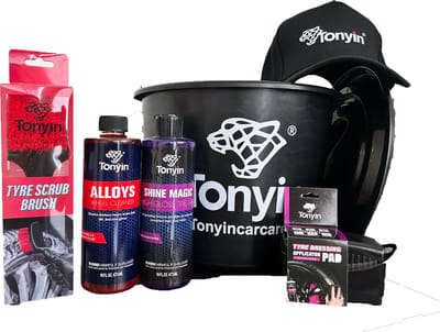 Tonyin | Banden & Velgen reiniger pakket | Schoonmaken | Auto | Wassen | Velgen reiniger | Bandengel | banden applicator | Kerst Cadeau | Cadeau Man | Kerstpakket