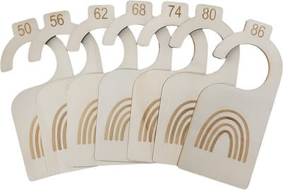 DIVERZA Kastverdeler – Kledinghangers – Maatverdelers Voor Babykleding – Maathangers – Maat 50 t/m 86 – 7 stuks – Hout