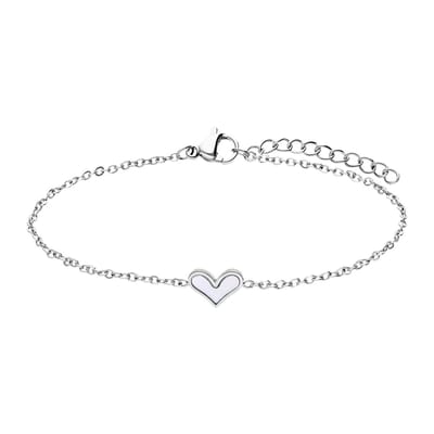 Lucardi Dames Stalen armband met hart - Armband - Staal - Zilverkleurig - 20 cm