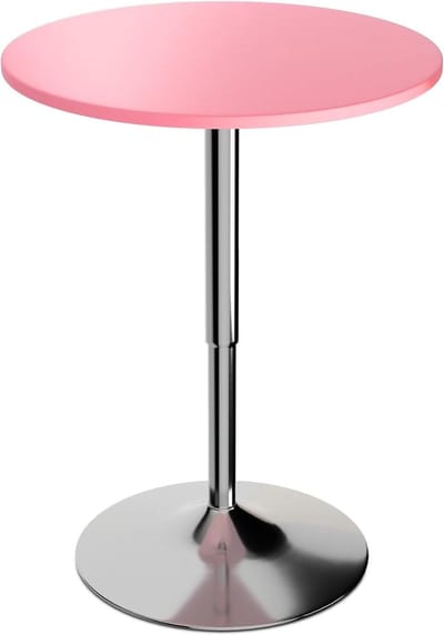 Bartafel Metaal - Pubtafel Cocktailtafel - Sociale Bijeenkomsten - In Hoogte Verstelbaar - Diameter 60 cm - Roze