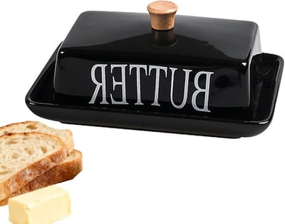 Elegante Porseleinen Botervloot met Handvat, Ideaal voor Zachte en Verse Boter, 18 x 13 x 8 cm, Perfecte Bewaaroplossing voor Boter