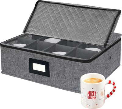 La'Moussawi ® Bekerhouder voor Koffiekopjes met Scheidingswanden en Deksel voor Ruimtebesparing en Bescherming