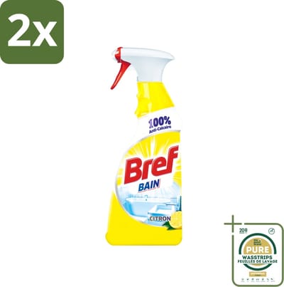Bref - Badkamerreiniger - Spray - Anti-Kalk - Citroen - 750 ml - Voordeelverpakking - 2 stuks - Kalkverwijderaar - Schoonmaakspray