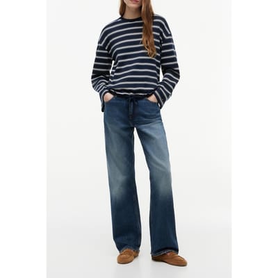 Tommy Hilfiger Stripe Drawstring Hem Long Sleeve T-shirt Multi Dark Night N Größe: XS | Longsleeves Outlet | Damen | Schwarz