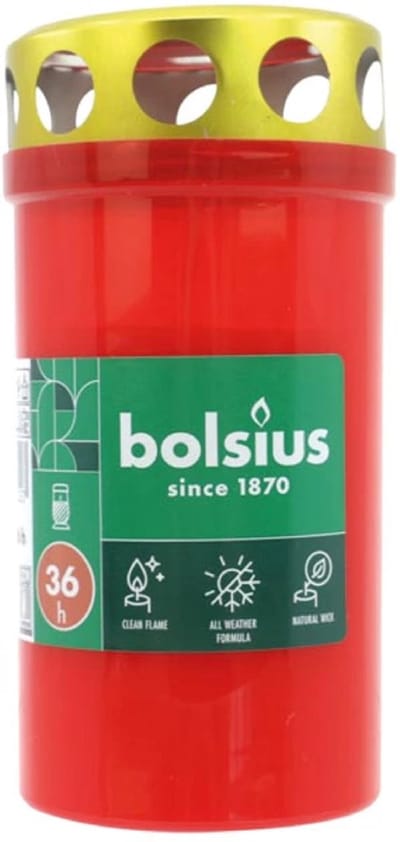 Bolsius grafkaarsen - 11 cm - Rood - Kunststof pot met metalen deksel