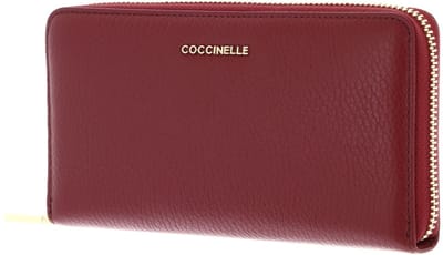 COCCINELLE Leren portemonnee Metallic Soft Wallet Grained Leather Ribes (rood)paars