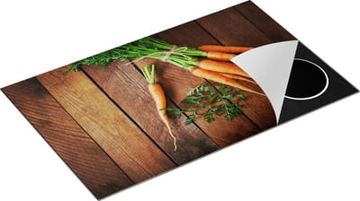 Chefcare Inductie Beschermer Wortels op Houten Planken - 85x52 cm - Afdekplaat Inductie - Kookplaat Beschermer - Inductie Mat