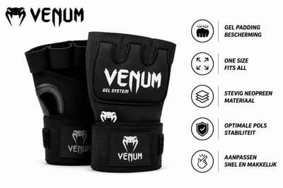 Venum Kontact Gel Binnenhandschoenen zwart – Gel Wraps voor Boksen & Kickboksen – One Size