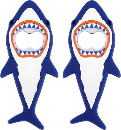 2 Stuks Magnetische Haai Flesopener voor Koelkast, Schattige Haai Thema Flesopeners voor Bier en Frisdrank, Perfect Cadeau voor Mannen en Vaderdag