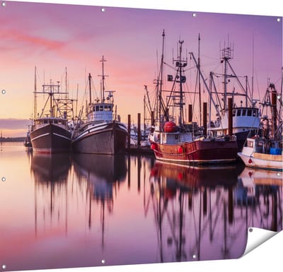 Gards Tuinposter Schepen in de Haven - Boten - 150x120 cm - Tuindoek - Tuindecoratie - Wanddecoratie buiten - Tuinschilderij