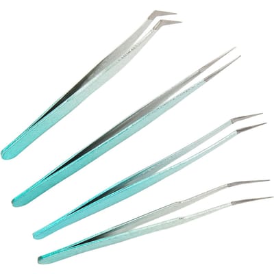 4 STUKS Valse Wimperverlenging Pincet Rechte en Gebogen Punt Lichtgewicht Nail Art Pincet voor white