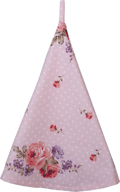 Clayre & Eef Theedoek Ø 80 cm Roze Paars Katoen Rozen