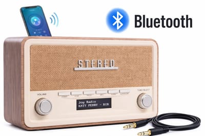 DAB Radio met Bluetooth + Aux Kabel Meegeleverd - Retro DAB+ / FM / AM Radio - Dimbaar - Noodradio - Op Batterijen & Netstroom - Dab Radio's.