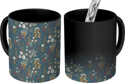 Magische Mok - Foto op Warmte Mokken - Koffiemok - Patronen - Bloemen - Flora - Magic Mok - Beker - 350 ML - Theemok