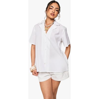 boohoo Dames Oversized resortshirt met korte mouwen | White | Maat: 6