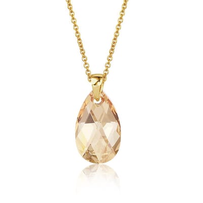 Montebello Ketting Jan DG510 - Swarovski Druppel - 925 Zilver Verguld - 16mm - 50cm