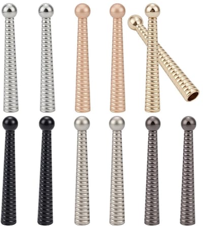 Dailygoods- Bolo Tie Tip 12 Stuks - Legering - 6 Kleuren - 50 mm Lang - 7 mm Diameter - Vervanging voor DIY Ambachten - Koordeindkappen