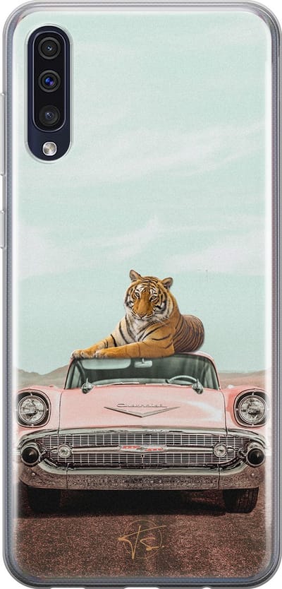 Hoesje geschikt voor Samsung Galaxy A50 - Chill tijger - Soft Case - TPU - Print - Multi - Mooie Telefoonhoesjes