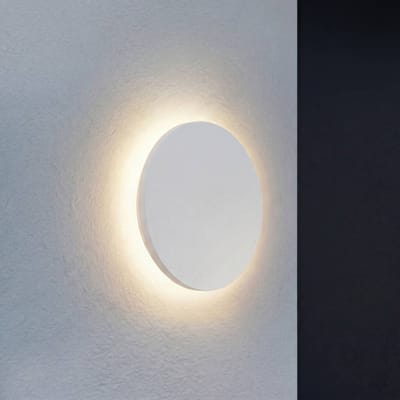 Lindby LED buiten wandlamp Selinel, wit, Ø 23 cm, huisnummer
