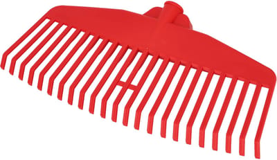 KOTARBAU® Bladhark, Tuinhark van Kunststof, 48 cm, Rood, Zonder Steel, Extra-Click, Gazonhark, Waaierbezem, Stevige Hark, Hark voor Gras Tuin Gazon