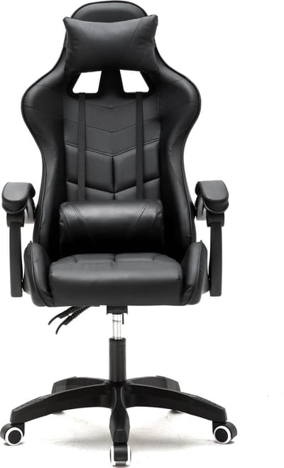 VDD Gaming - Game stoel - Gaming - Bureaustoel - Gamestoel Zwart - Met Nekkussen & Verstelbaar Rugkussen - Silicone Game Stoel - Draaistoel - Ergonomische Game Stoel - Gamestoelen - Hoogte Verstelbaar - Zwart