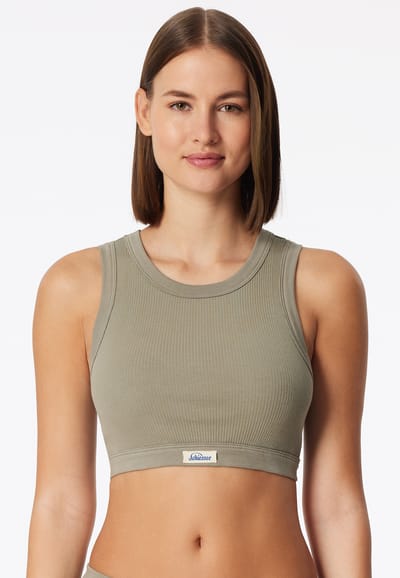 Bustier met fijne ribbel, jade - Revival Paula 38