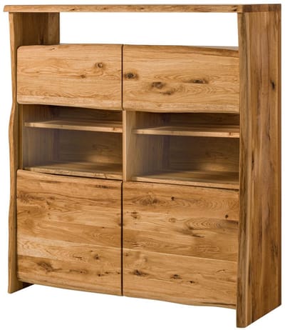 MASSIVMOEBEL24.DE wilde eik highboard blank 131x45x147 cm (BxTxH) geolied gemonteerd PURE OAK volledig massief #105