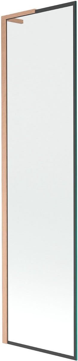 Mexen Next L badwand 1-delig 50 x 150 , zwarte lijst, geborsteld koper - 895-050-000-03-70-65