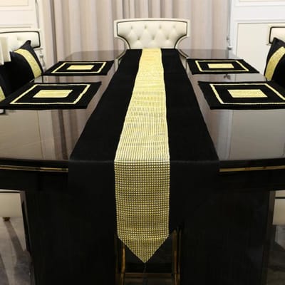 Tafelloper Luxe Hoge Kwaliteit Gouden Strass Imitatie Flanel Diamant Thuis Tafellopers Kussensloop Tafelmat Voor Bruiloft 32x210cmTable runner