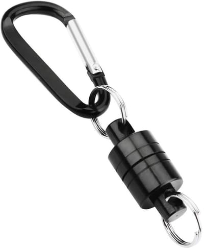 Dailygoody - Magnetische sleutelhanger - D-vormige karabijnhaak - Zwart - Aluminiumlegering - Voor outdooractiviteiten - Geschikt voor vissers