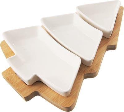 Snackkommen Porselein Wit WHITELINE 28 cm 4 delig - Snackkom - Dipschalen - Set - Kleine Komen voor Dipsauzen en Snacks