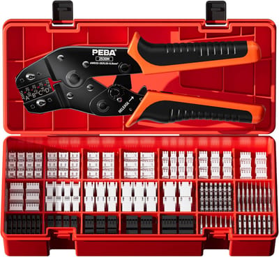 Krimptang Set - Krimptang Dupont JST - Elektronica Reparatie - Precisie Ratelmechanisme - AWG 32-20 - Rood